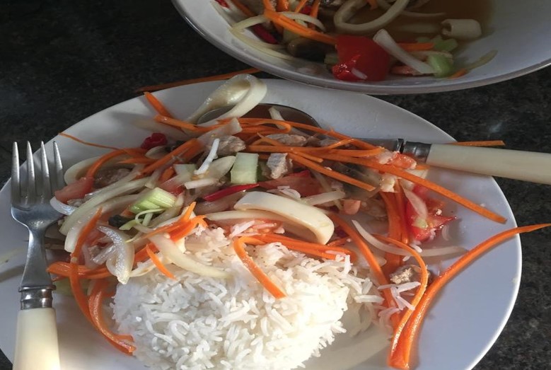 Spicy Bamboo Worm Salad - popular dishes in thailand